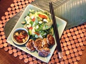 Thai Chicken Bites with Cucumber Salad