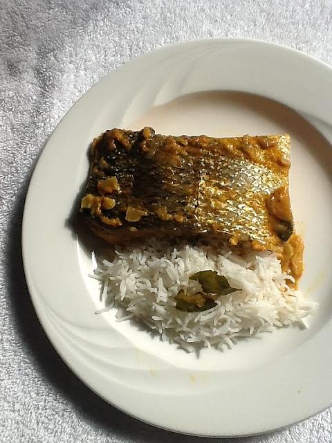 Fish cooked in aluminum foil
