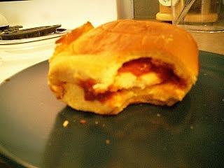 Impromptu oven baked chicken Parmesan sandwich