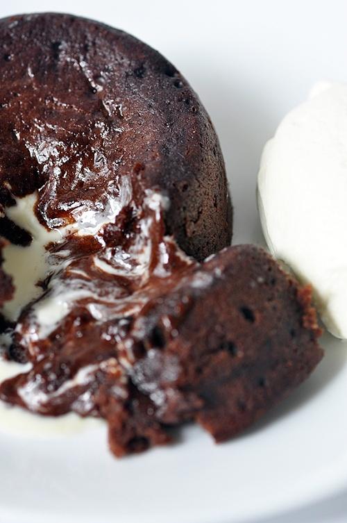 Black and White Warm Chocolate Cake