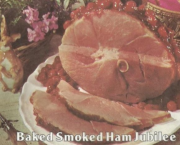 Baked smoked ham jubilee