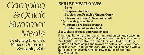 Skillet meatloaves with american cheese and tomato juice
