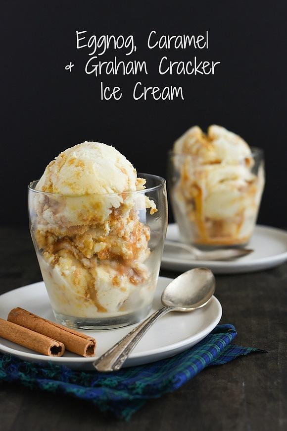 Eggnog, caramel and graham cracker ice cream