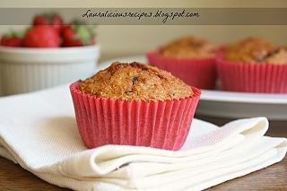 Oat, dark chocolate and strawberry muffins
