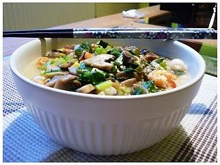 Thai Coconut Shrimp Soup with Rice Noodles