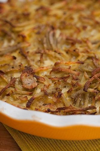 Smoked salmon and potato gratin