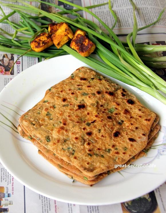 Masala spring onion paratha - simple dinner or lunch box recipe