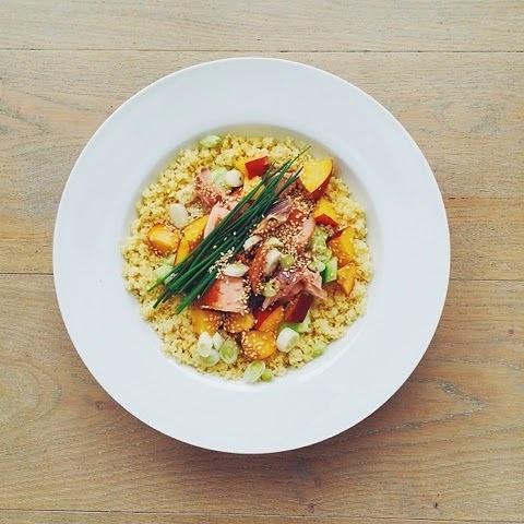 Nectarines, smoked salmon and couscous salad