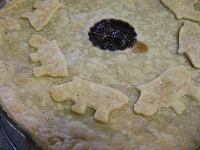 Cherry pie with hippo crust decor