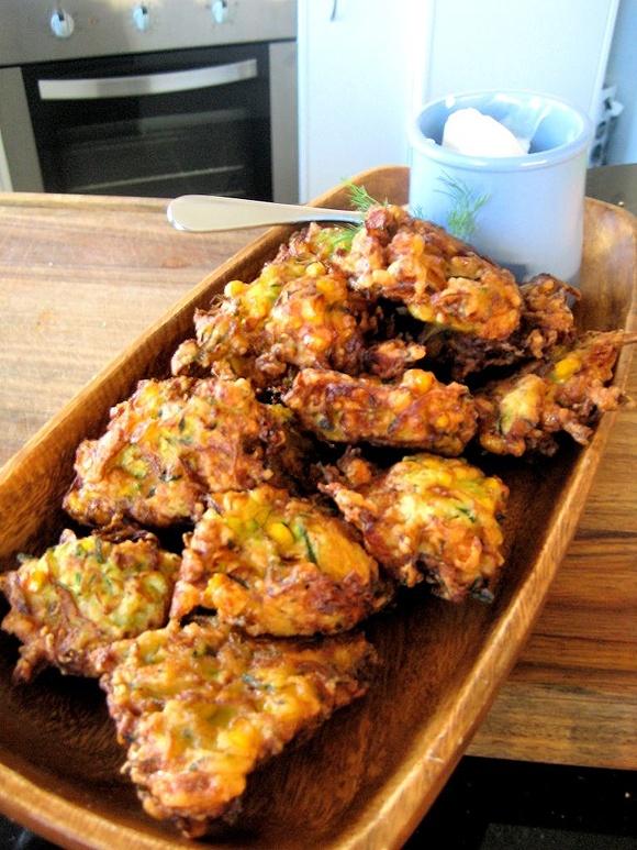 Zucchini and sweet corn fritters