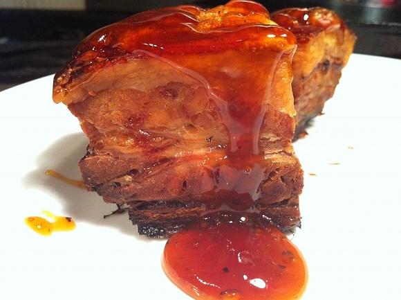 Slow Food Pork Belly Squares with Sticky Apple Glaze