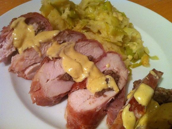 Burns night haggis-stuffed chicken breast with whisky sauce