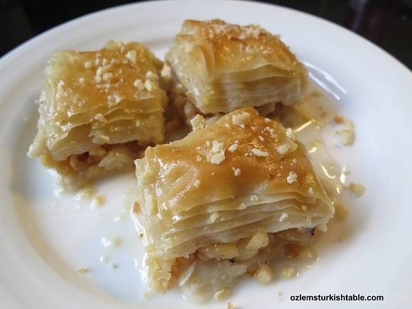 Lighter baklava with hazelnuts in milky syrup