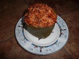 Stuffed peppers with ground beef and tomato sauce