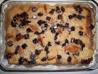 Egg free dairy free nut free coconut chocolate chip bread pudding