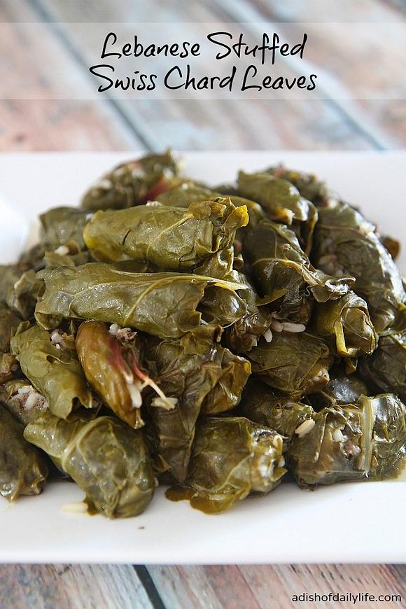 Lebanese stuffed swiss chard