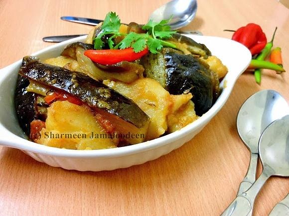 Aubergine à la mauricienne touffé bringel