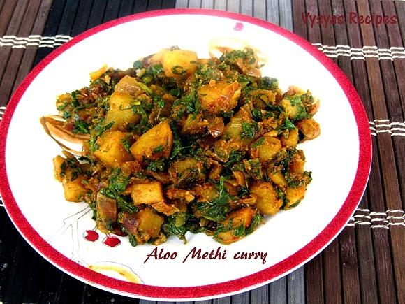 Aloo methi curry - potato with fenugreek leaves recipe