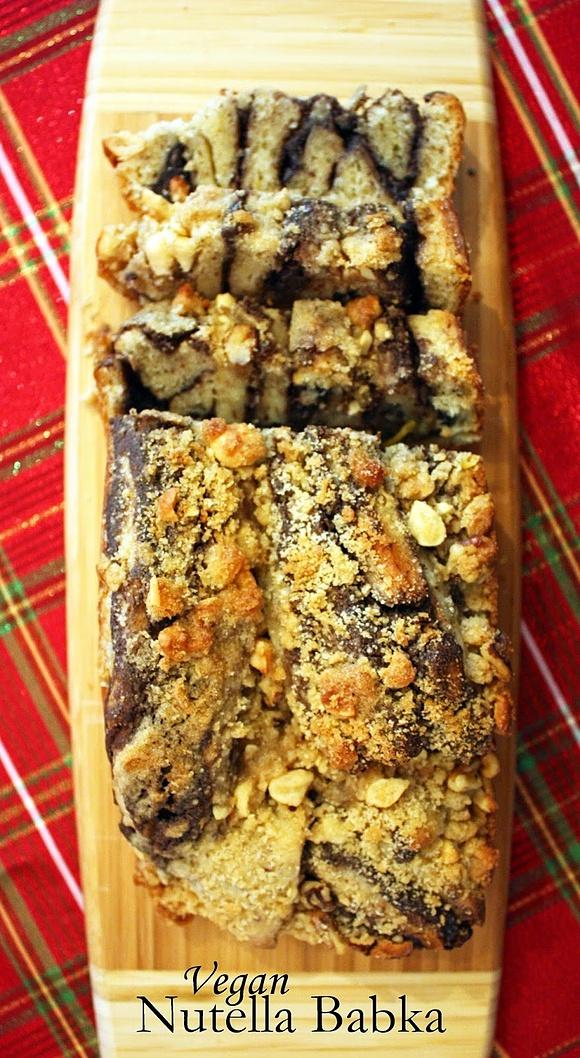 Vegan chocolate hazelnut babka with streusel topping