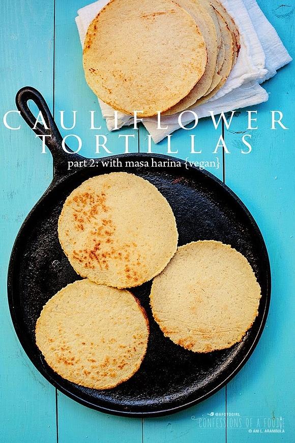 Cauliflower tortillas with masa harina