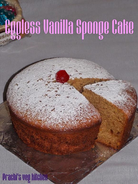 Eggless vanilla sponge cake - no oven required