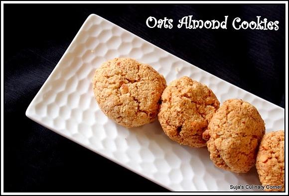 Oats almond cookies low fat low sugar eggless