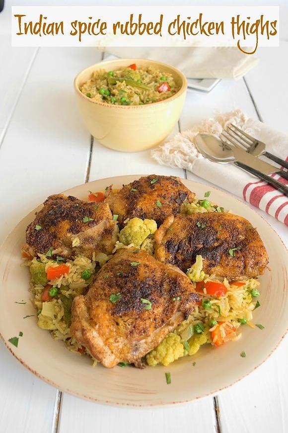 Indian spice rubbed chicken thighs