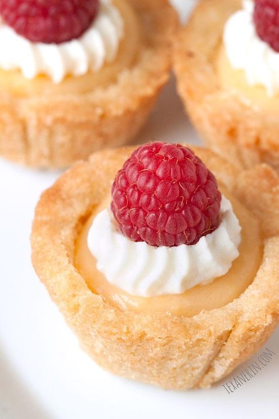 Mini lemon curd tarts with whole grain crust