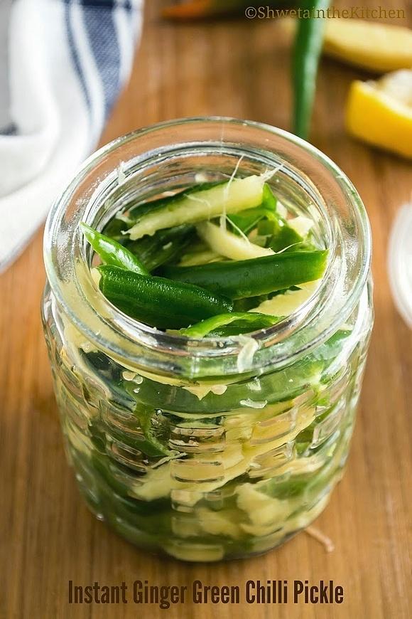 Instant Ginger Green Chilli Pickle