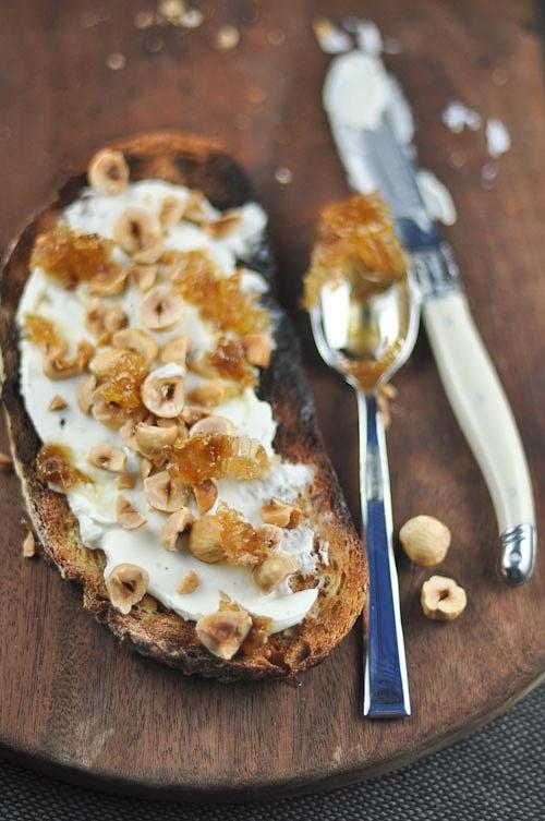New beginning hazelnut, labneh and honey toast
