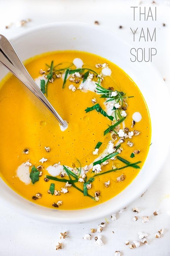 Thai yam soup with lemongrass ginger and sorghum flowers