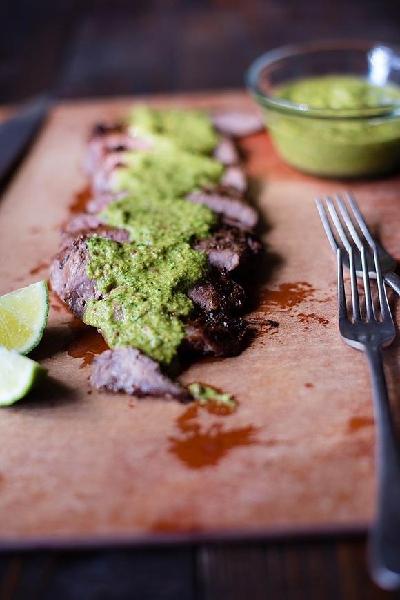 Flank steak with chimichurri sauce