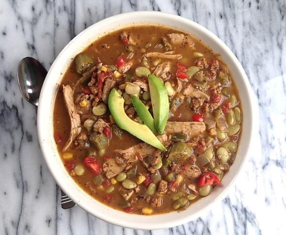 Spicy brunswick stew with chicken and beef (vegan or vegetarian options)