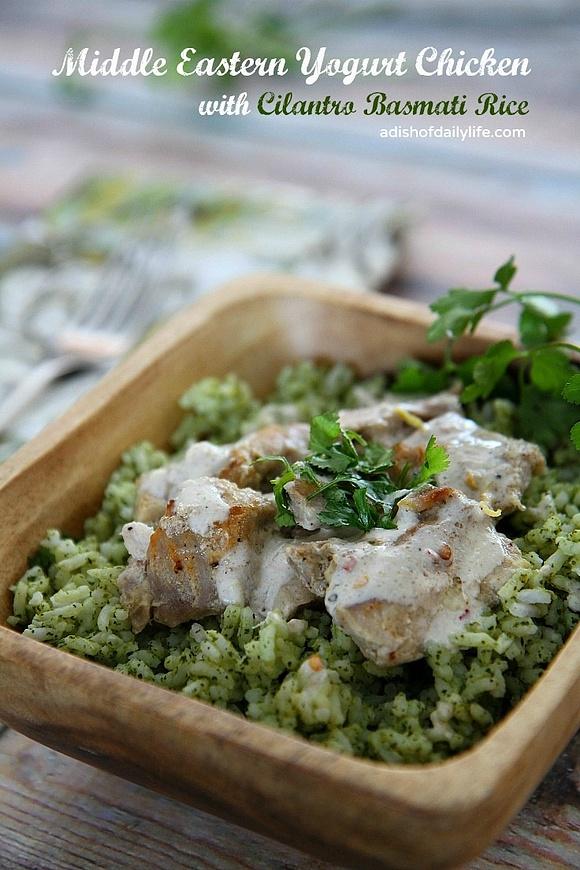Middle Eastern Yogurt Chicken with Cilantro Basmati Rice