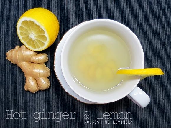 Hot ginger and lemon tea
