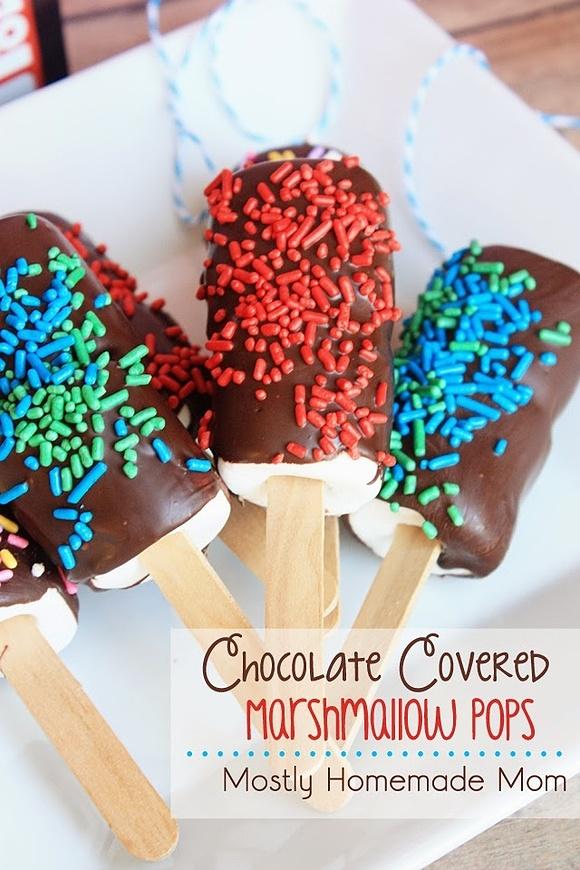 Chocolate-covered marshmallow pops with Big Hero 6