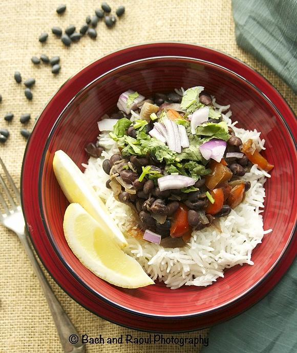 Cuban black beans on rice