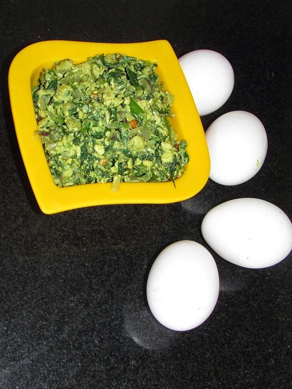 Spinach egg fry | palak egg burji