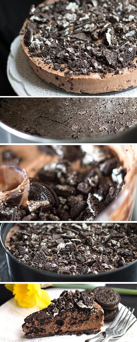 No Bake Chocolate Oreo Cheesecake