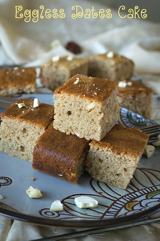 Eggless butterless dates cake