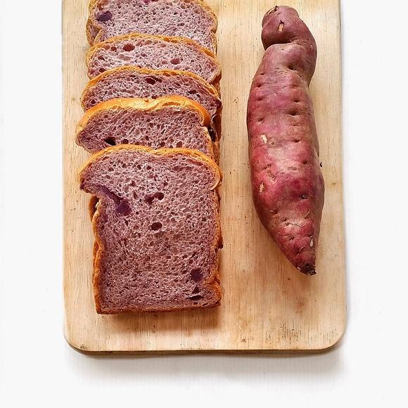 Purple sweet potato bread and ovomaltine grilled cheese