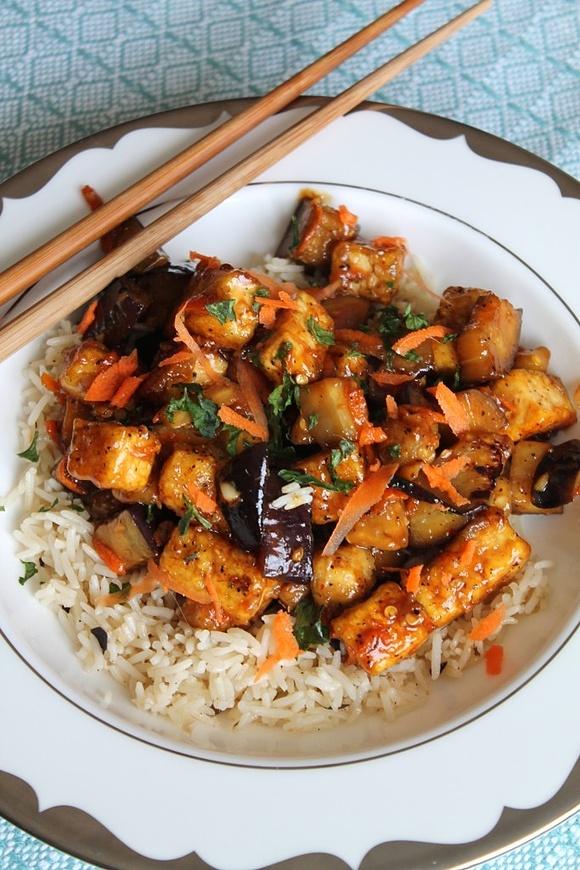 Eggplant tofu in garlic sauce