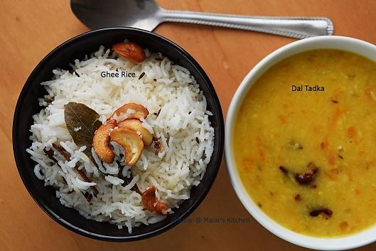 Ghee rice and dal tadka - classic indian rice dish