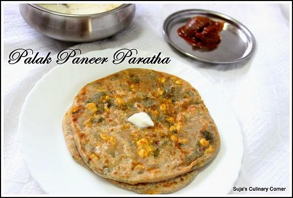 Palak paneer paratha - spinach and cottage cheese stuffed flatbread