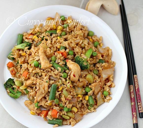 Quick chicken fried rice
