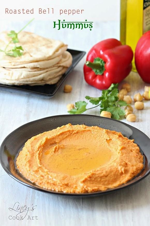 Roasted bell pepper hummus
