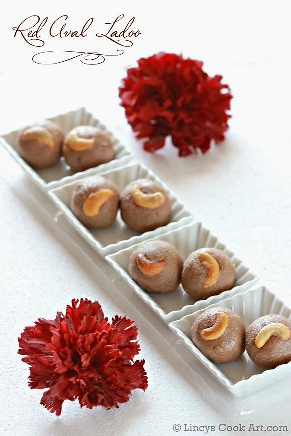 Red aval ladoo poha ladoo aval laddu