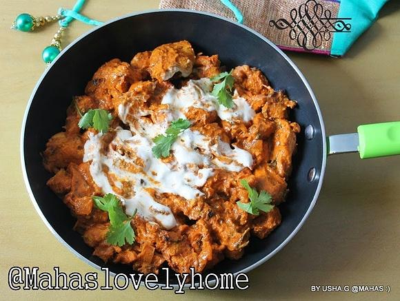 Creamy chicken tikka masala with grilled chicken pieces