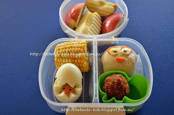 Tweety bun bento with ham and cheese filling