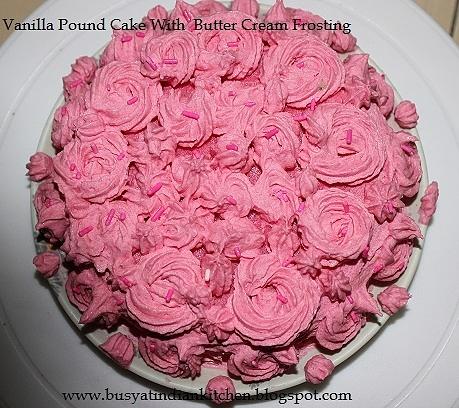 Vanilla pound cake with butter cream frosting